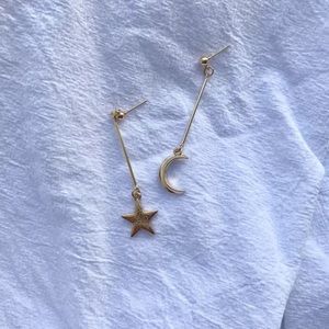 Star and Moon handmade silver earrings